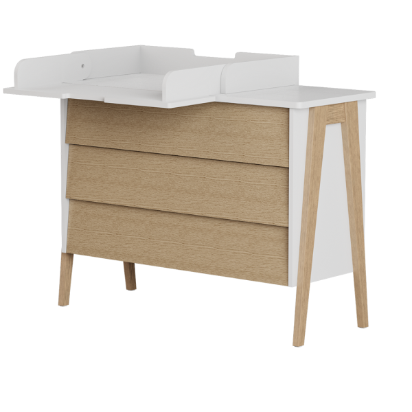 Комод пеленальный Сканди 3 ящика 110,4x45x92,1 см (дуб, молочный дуб)